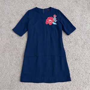 Playboy Navy Blue Sheath Dress Floral Womens M